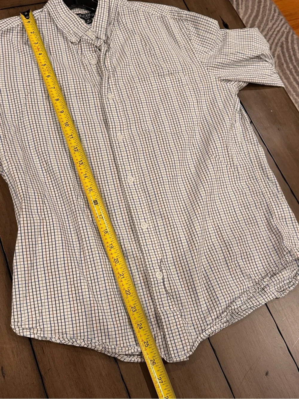 J Crew Men’s Button Down Slim Flex White Blue Green Brown Check Shirt #497